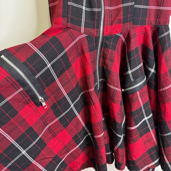 Hell Bunny Red Black Tartan Plaid Halter Pin Up Goth Dress Size Small - Picture 7 of 11
